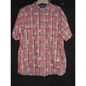 TOMMY BAHAMA Men's Sz L Plaid Pineapple Print Button Down Shirt